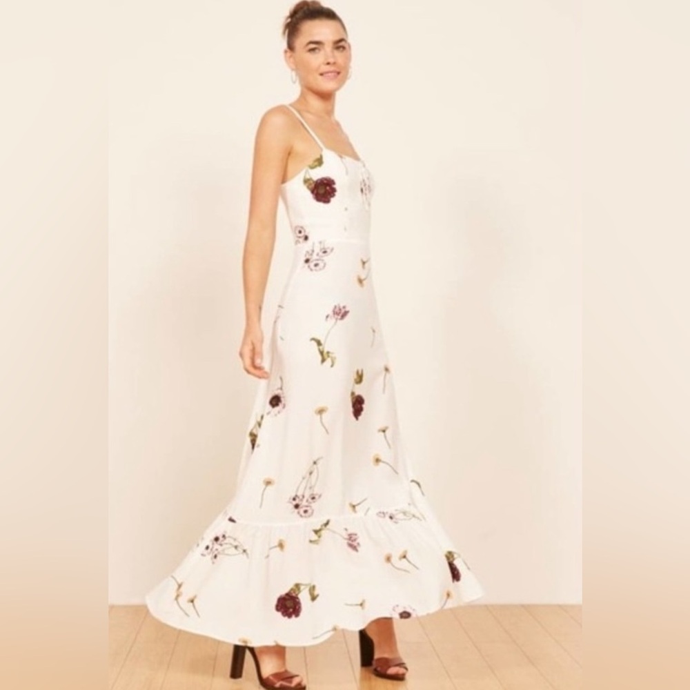 Reformation dress sz 0 fits 2 xs white bohemian boho maxi